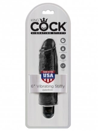 King Cock Vibrating (6) Stiffy 15.25 cm - Black