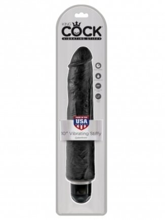 King Cock Vibrating (10) Stiffy 25.40 cm - Black