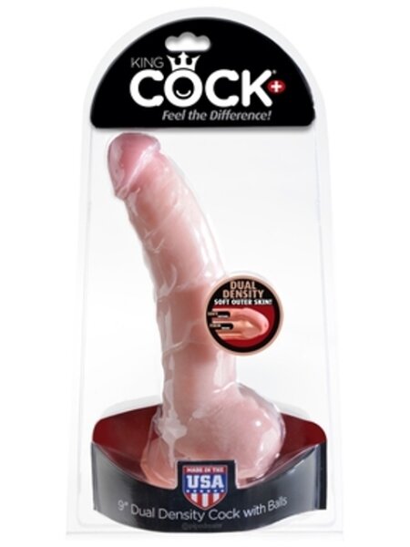 King Cock With Balls + Dual Density 22.85 cm. (9.00 inch)