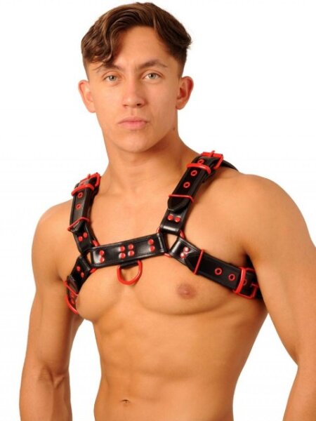 Fist Leather Chest Harness • Black - Red