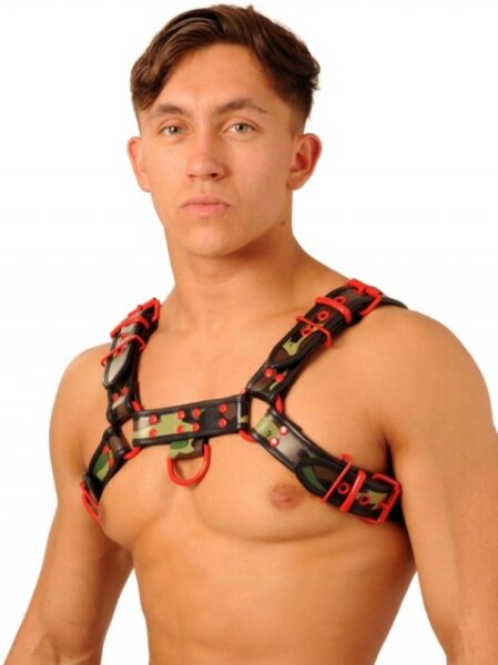 Fist Leather Chest Harness • Camo - Red