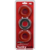 Hünkyjunk Cockring 3-Pack -Red + Black Tar + Red