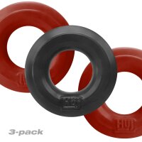 Hünkyjunk Cockring 3-Pack -Red + Black Tar + Red