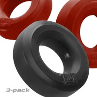 Hünkyjunk Cockring 3-Pack -Red + Black Tar + Red