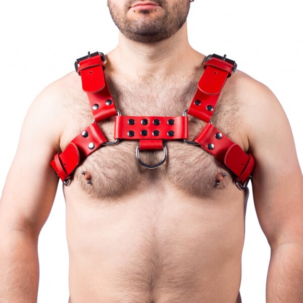 The RED Leder Harness mit Schnallen Red