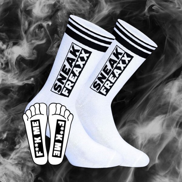 SNEAKFREAXX FUCK ME Socken Weiß-Schwarz