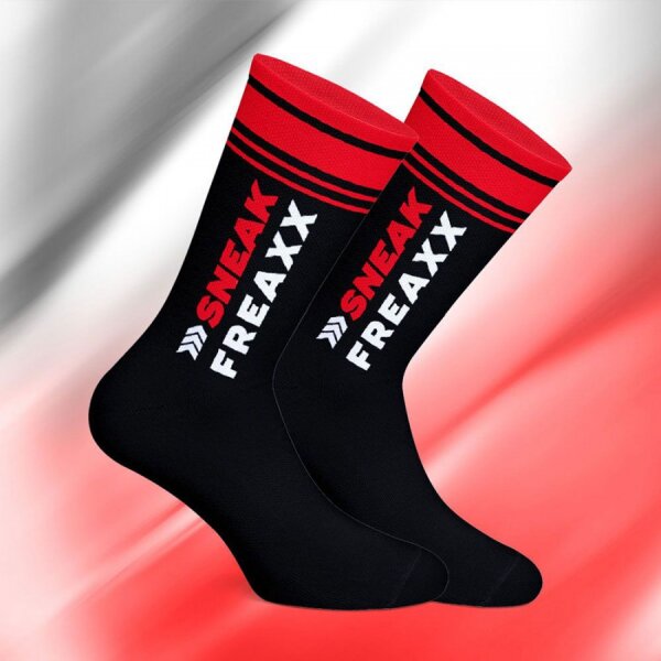 SNEAKFREAXX BIG STRIPE Socken Schwarz-Rot