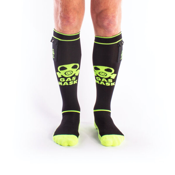 BRUTUS GAS MASK Party Socks w. Pockets Black / Neon Yellow