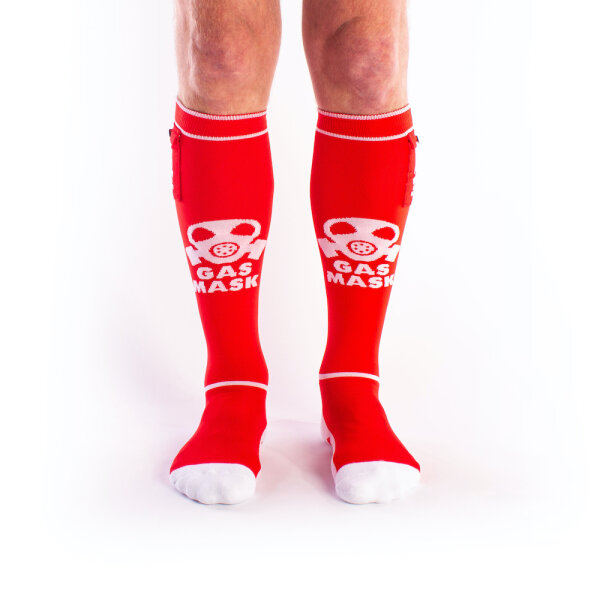 BRUTUS GAS MASK Party Socks w. Pockets Red / White