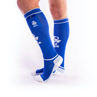 BRUTUS GAS MASK Party Socks w. Pockets Blue / White