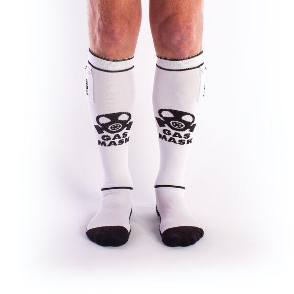 BRUTUS GAS MASK Party Socks w. Pockets White / Black