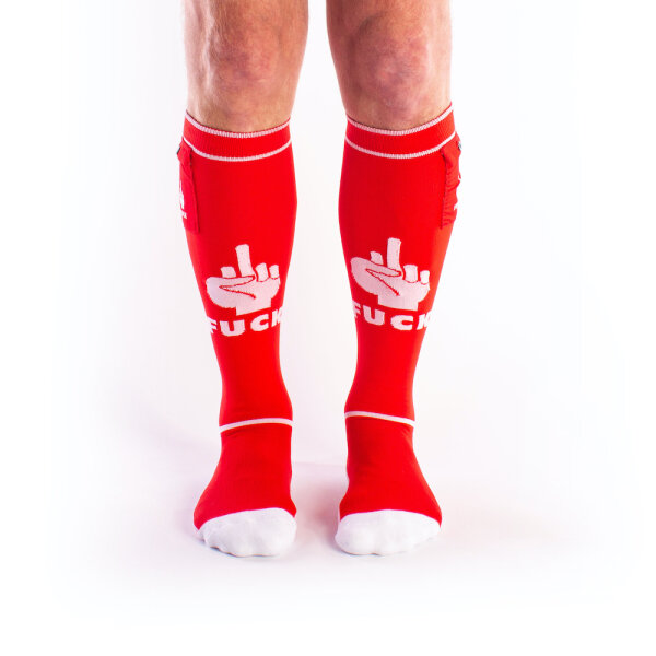 BRUTUS FUCK Party Socks w. Pockets Red / White