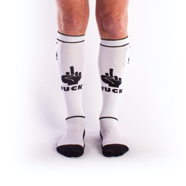 BRUTUS FUCK Party Socks w. Pockets White / Black