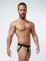 Mister B Neoprene Jockstrap Black White Größe S