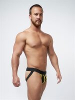 Mister B Neoprene Jockstrap Black Yellow Größe S