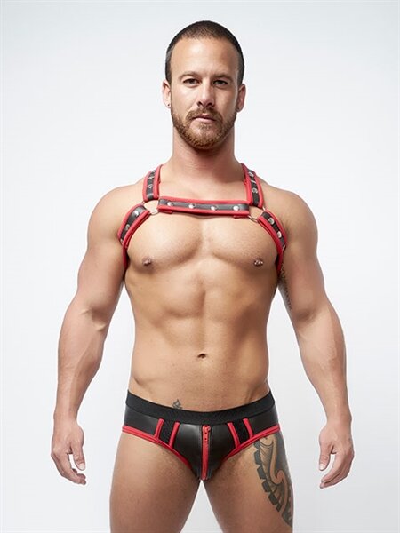 Mister B Neoprene Jock Brief Black Red