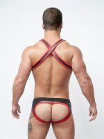 Mister B Neoprene Jock Brief Black Red