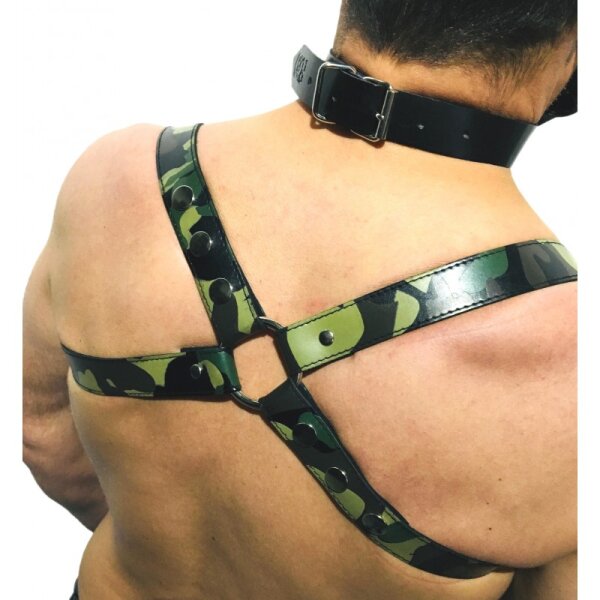 THE RED - Leder Harness CAMO - CHROME Cross