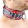 The RED Lederhalsband Rot-Schwarz mit 3-D Ringen