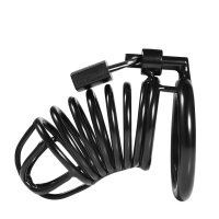 BLACK LABEL Stainless Steel Black Spiral Chastity Cage -...