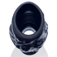 OXBALLS [SIL] Pighole Squeal FF Veiny Hollow Plug - Black