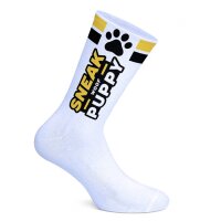 SNEAKFREAXX Woof Puppy Socken Weiß-Gelb