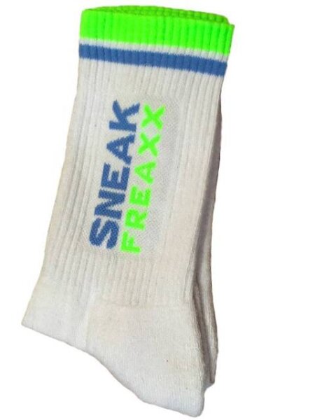 SNEAKFREAXX Green Blue Neon Socks White One Size