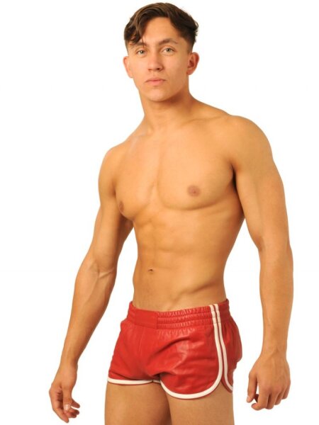 Fist Leather Shorts • Red - White