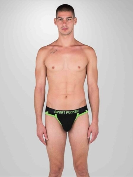 SPORT FUCKER Shortstop Brief - Schwarz / Neongrün