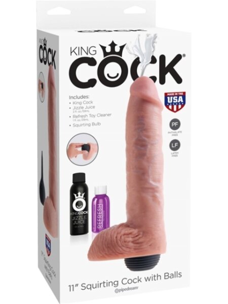 King Cock With Balls 27.95 cm - Flesh - Squirt Ø 6,6 cm / Länge 27,95 cm