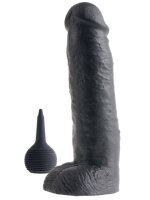 King Cock With Balls 27.95 cm - Black - Squirt Ø 6,6 cm / Länge 27,95 cm