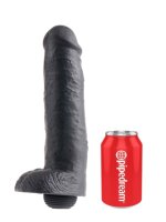 King Cock With Balls 27.95 cm - Black - Squirt Ø 6,6 cm / Länge 27,95 cm