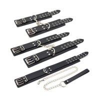 FUKR Double Pin Handschellen und Halsband Set Schwarz