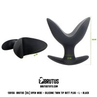 BRUTUS Open Wide - Silicone Twin Tip Butt Plug - L - Black / Ø 2,4 bis 9,2 cm x 10 cm