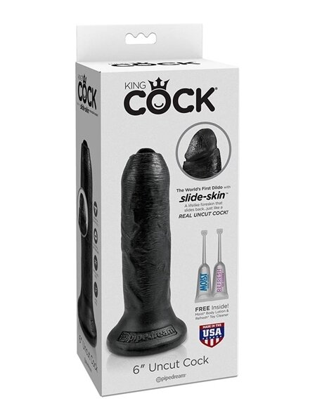 King Cock Uncut Cock 15.25 cm. (6.00 inch) - Black