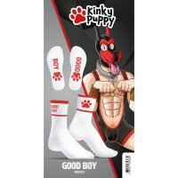 Kinky Puppy GOOD  BOY Socken Rot / Weiß