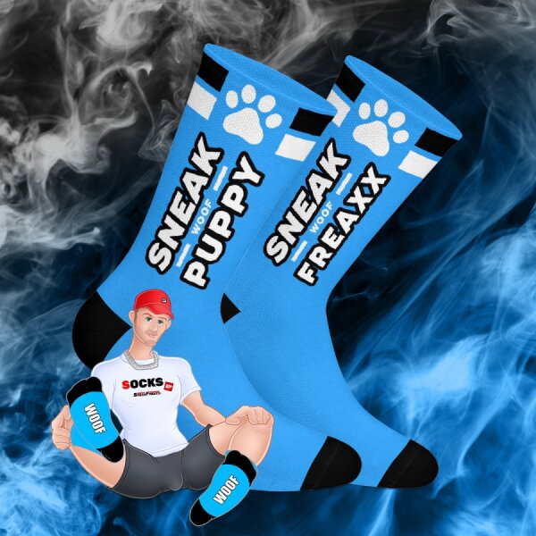 SNEAKFREAXX WOOF PUPPY Socken Blau