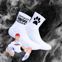 SNEAKFREAXX WOOF PUPPY kurze Socken Weiß