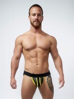 Mister B Neoprene Jockstrap Black Yellow Größe M