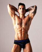 LOCKER GEAR Bottomless Jock Front Opening Schwarz-Blau Größe L